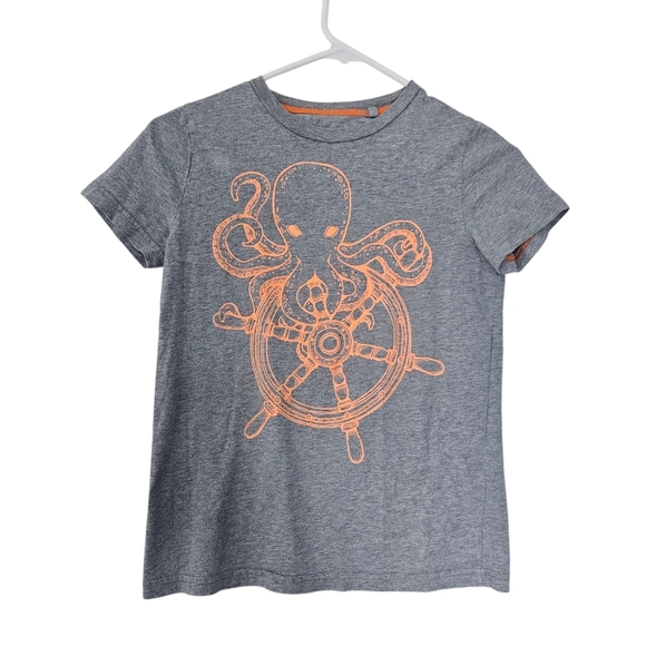 Mini Boden Gray Octopus Short Sleeve Tee Size 9-10y 140cm Light Spot - Picture 1 of 5